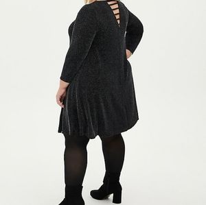 Torrid Black Shimmer Ladder Detail Trapeze Dress